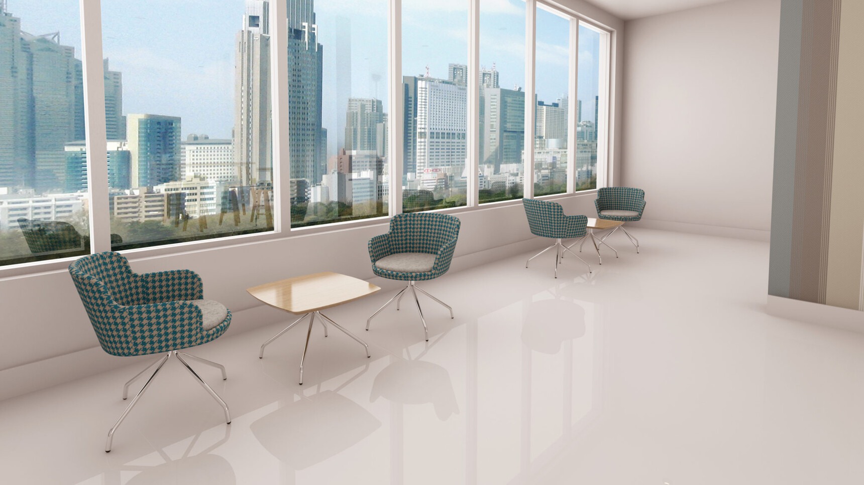 Verco Danny Double Barrelled Coffee Table With Pyramidal Bases In Office Setting