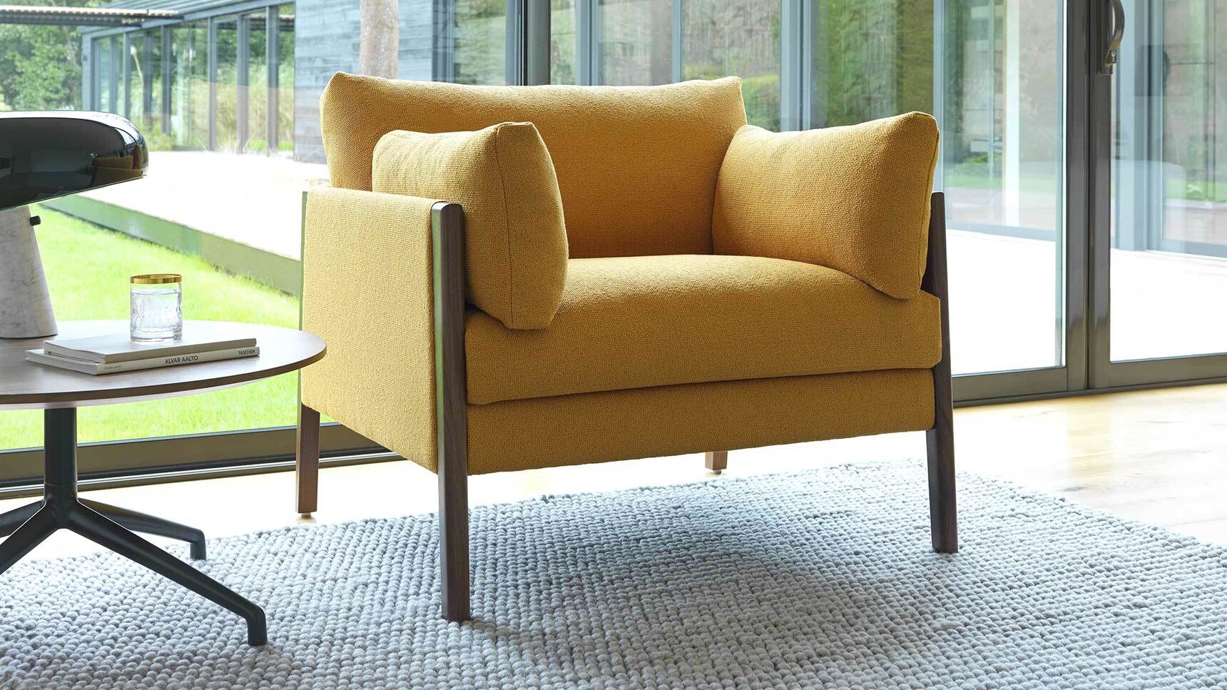 Boss Design Bodie Armchair Yellow Fabric In Situ Image