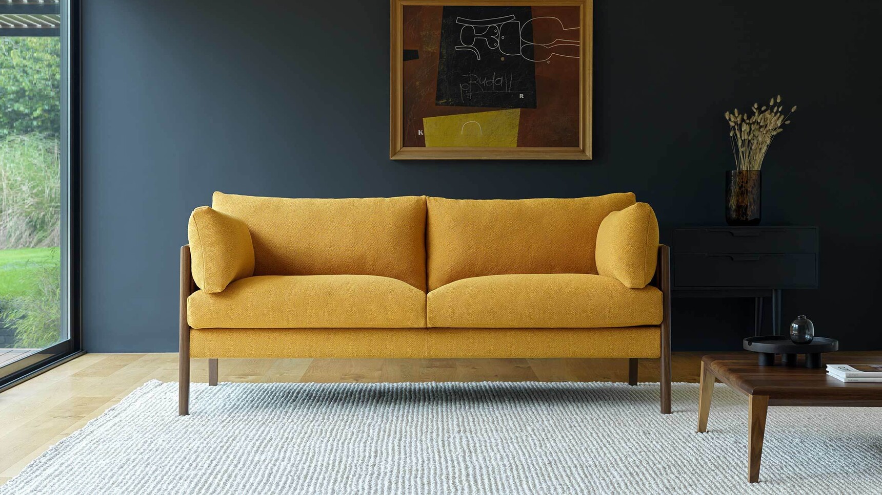 Boss Design Bodie Compact Sofa Yellow Upholstery Family Image