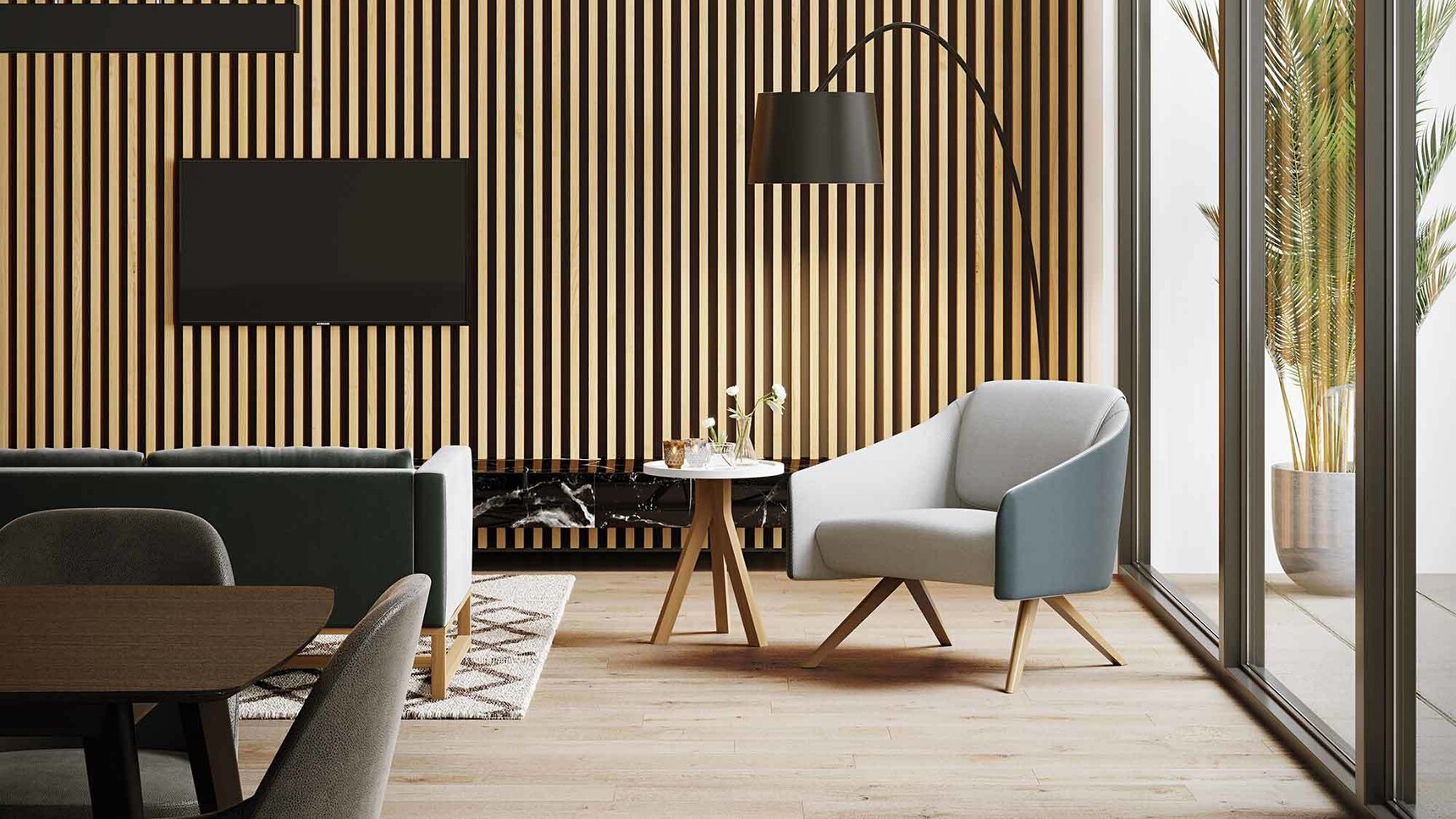 Boss Design DNA Lounge Chair With Timber Legs In Lounge Setting