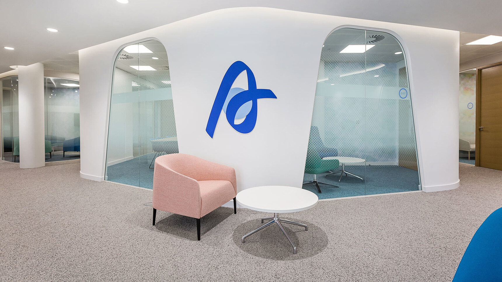 Boss Design Manta Armchair Pink Upholstery In Office Setting