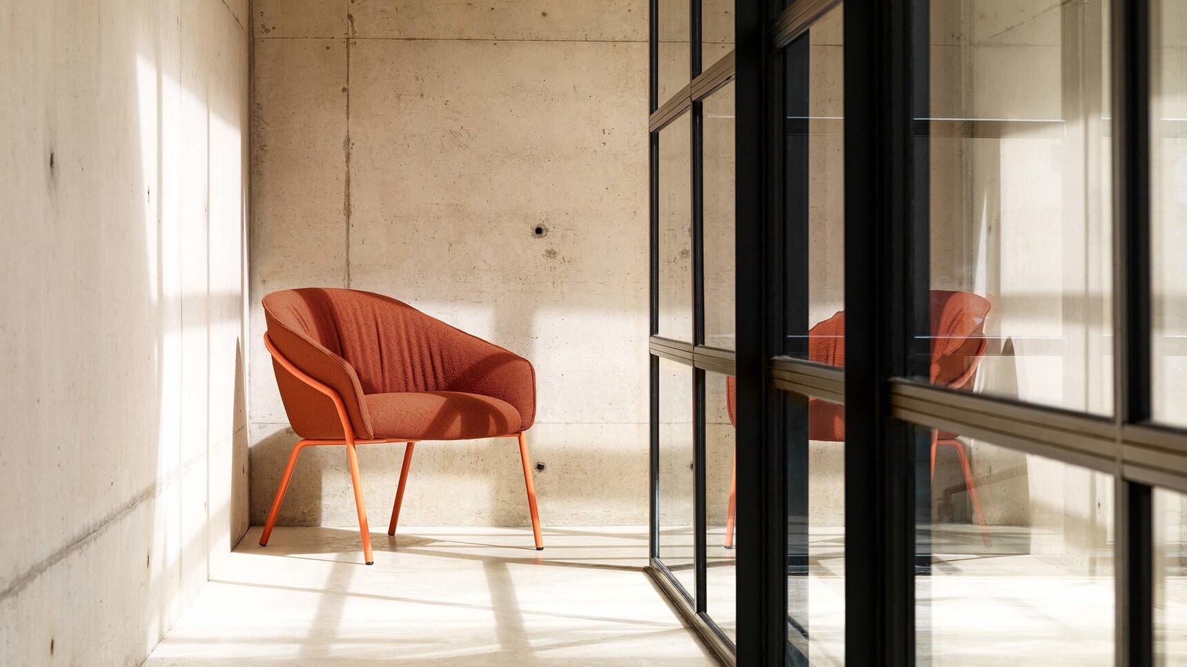 Boss Design Paloma Plush 4 Leg Orange Upholstery In Lounge Environment