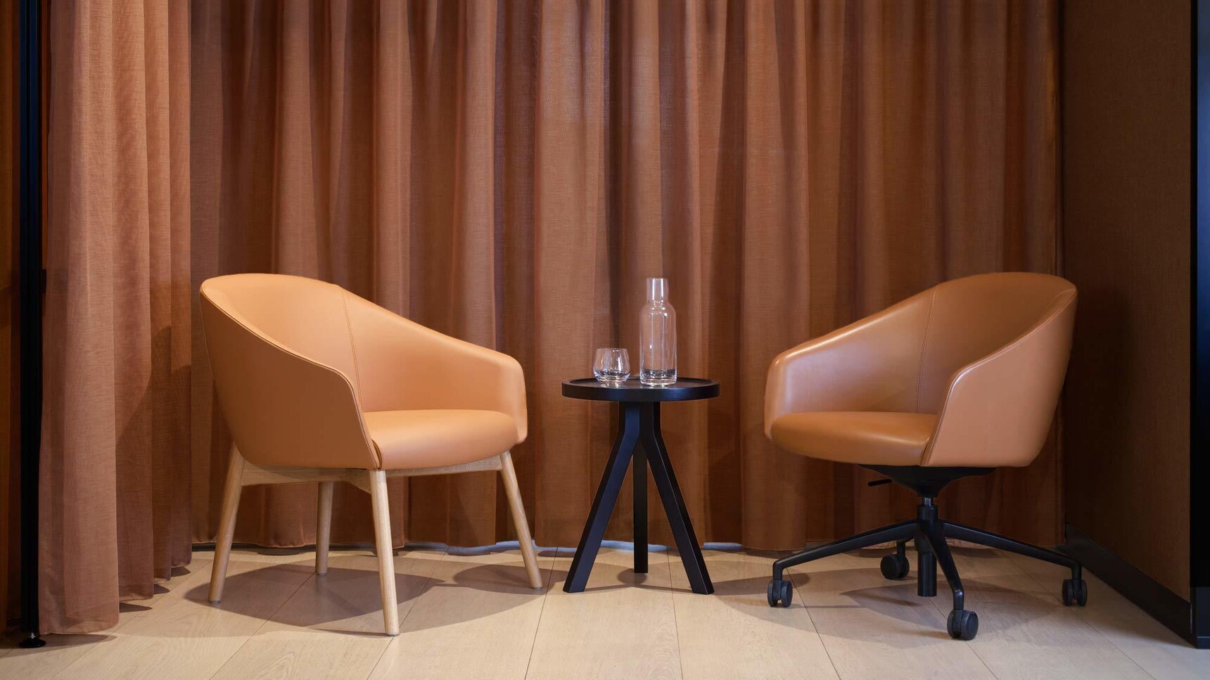 Boss Design Paloma Meeting Chair With Oak Lacquered Base In Situ