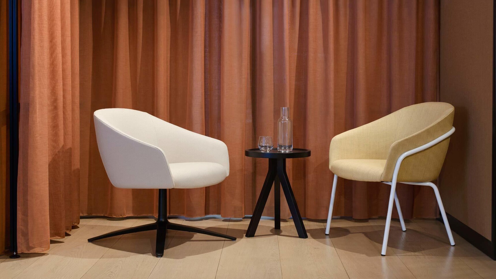 Boss Design Paloma Lounge Chair With Four Star Base With Side Table And Paloma Sled Family Image