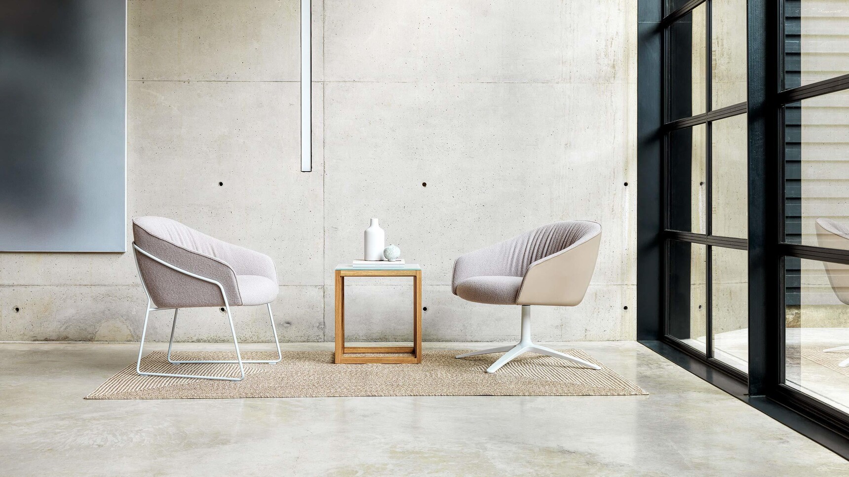 Boss Design Paloma Plush Lounge Chair 4 Star In Room With Sled Base In Lounge Area