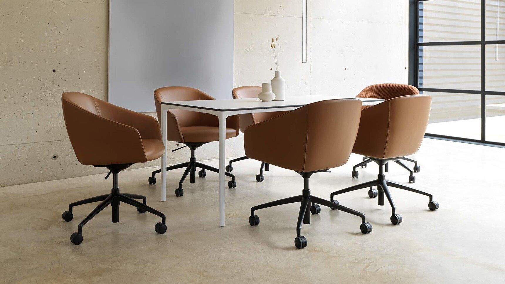 Boss Design Paloma Meeting Chairs 4 Star Base On Castors In Office Setting