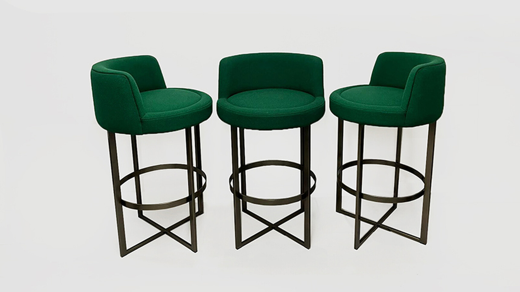 OB&B Criss Cross Barstools Green Upholstery Family Image