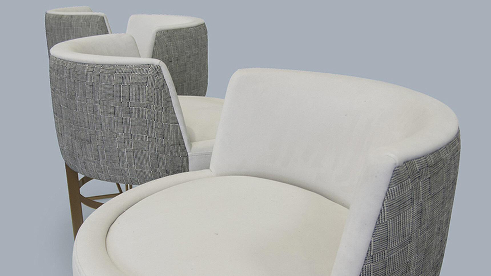 OB&B Criss Cross Barstools Grey White Upholstery Family Image