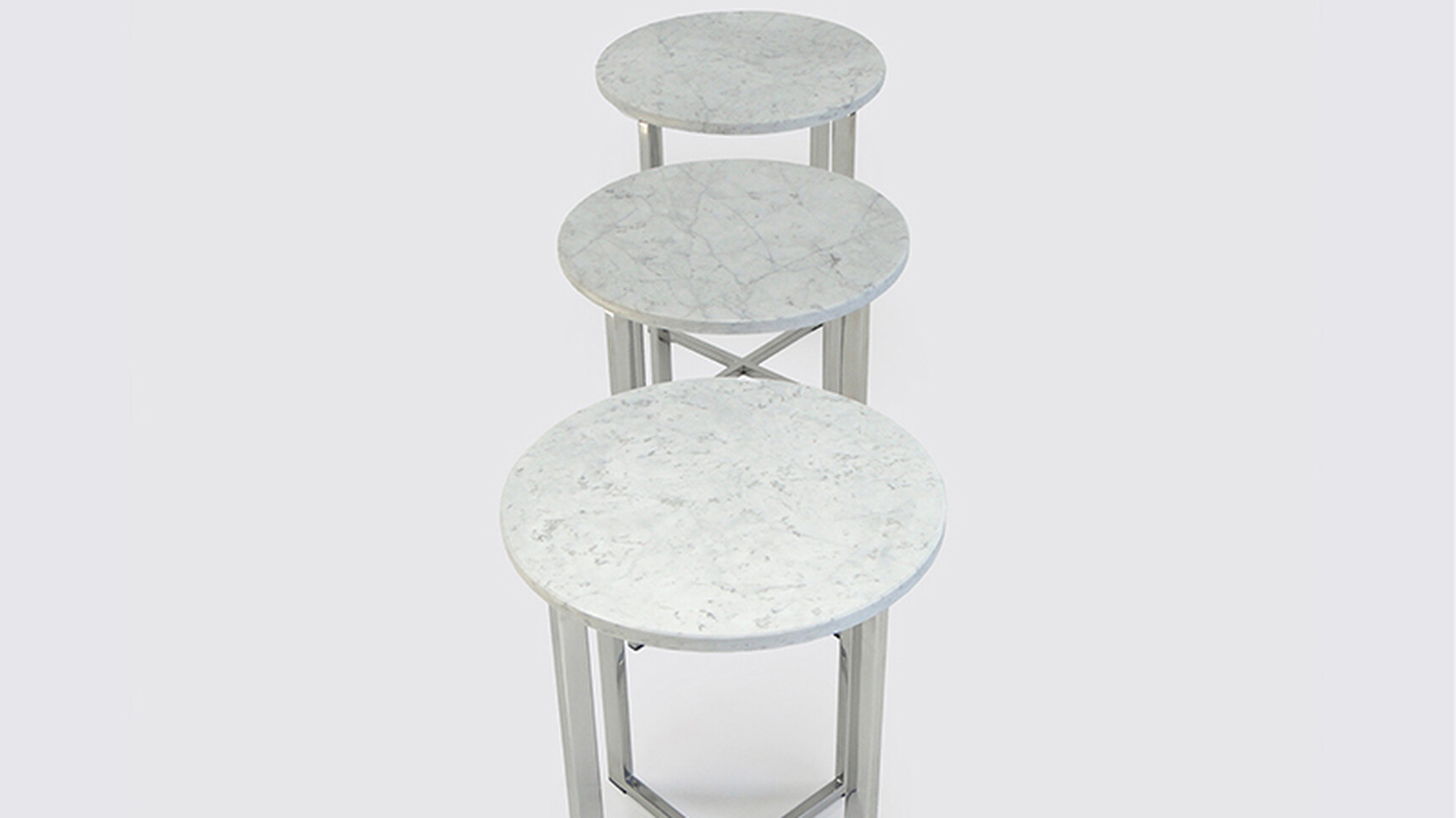 Three OB&B Criss Cross Slim Tables Marble Family Image