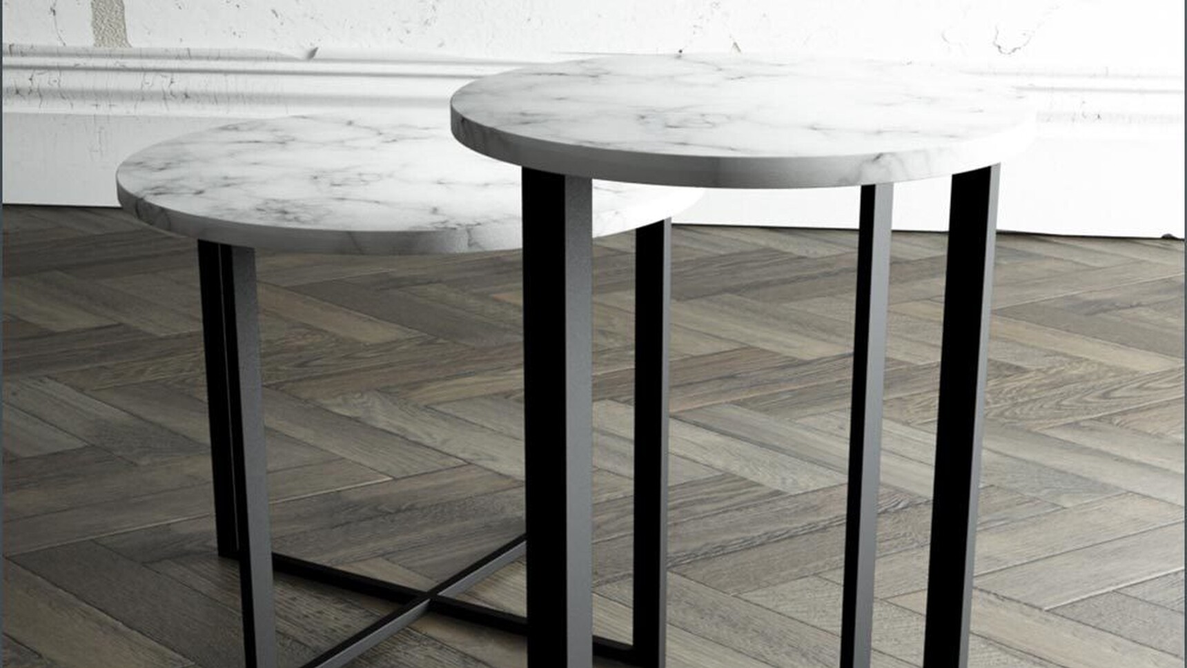 Two OB&B Criss Cross Slim Tables Detail Image