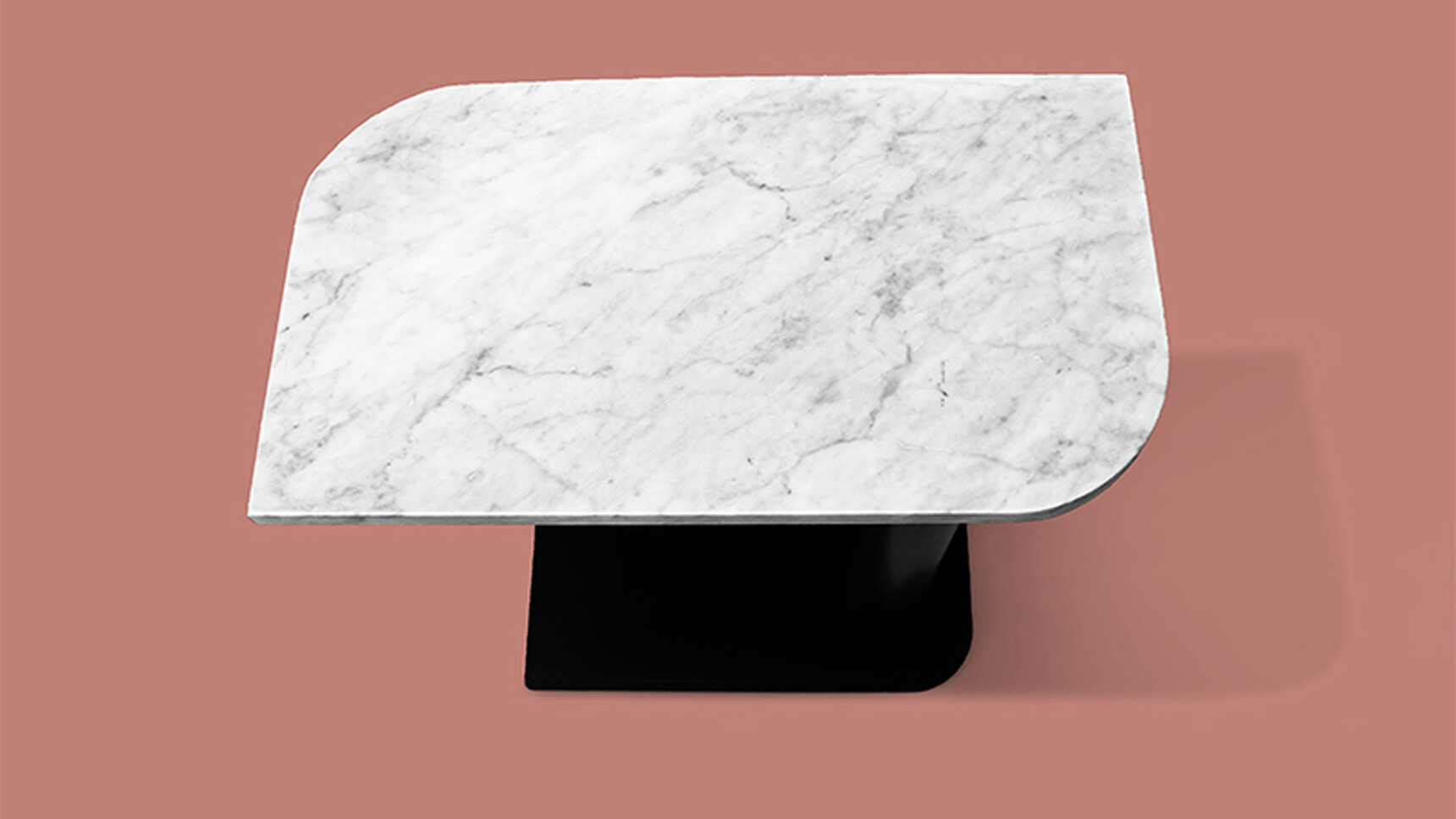 OB&B Bubba Table Marble Coral Black Base Family Image