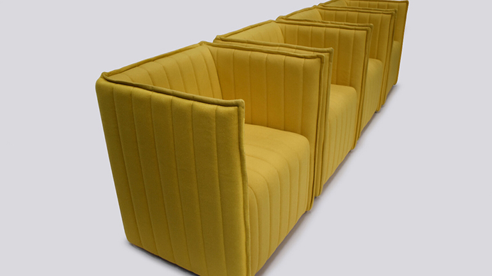 OB&B Radd Lounge Chairs Yellow Upholstery Family Image Grey Background