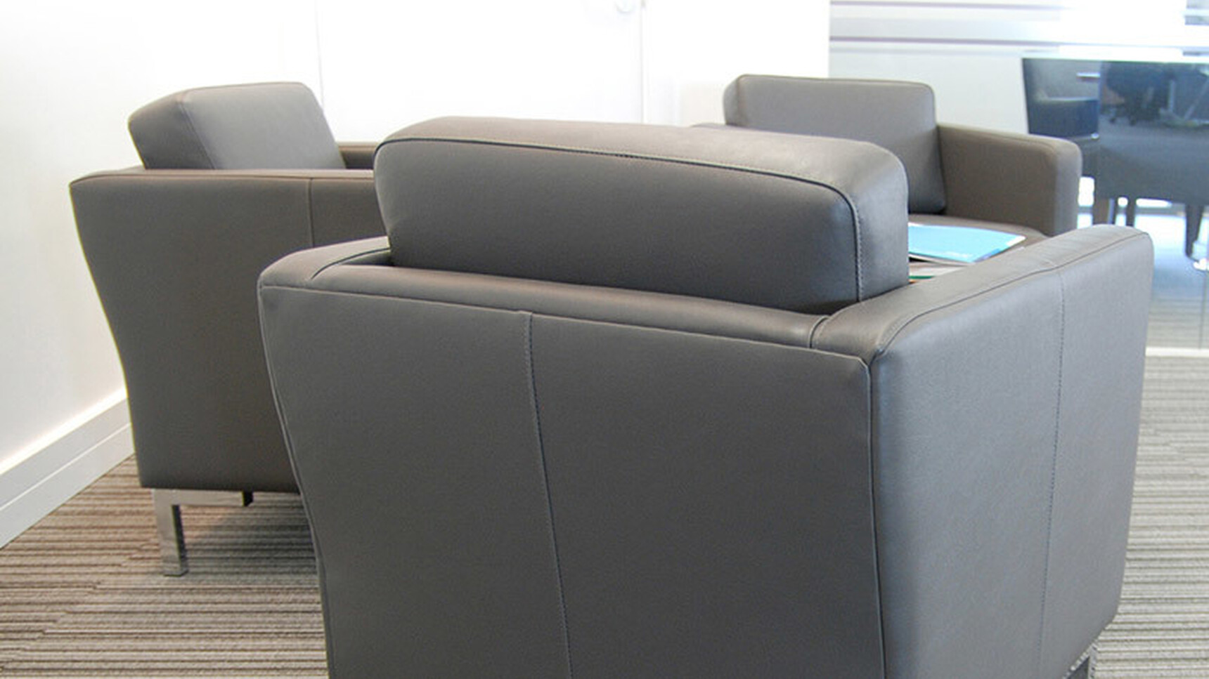 OB&B Havannah Lounge Chairs Grey Leather In Office Environment