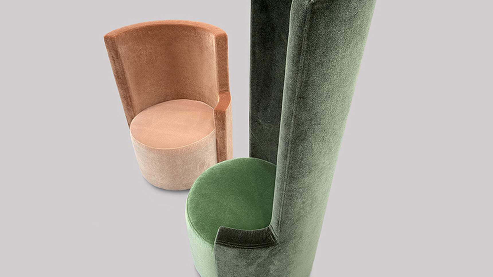 Two OB&B Bubba Pods Velvet Upholstery Family Image
