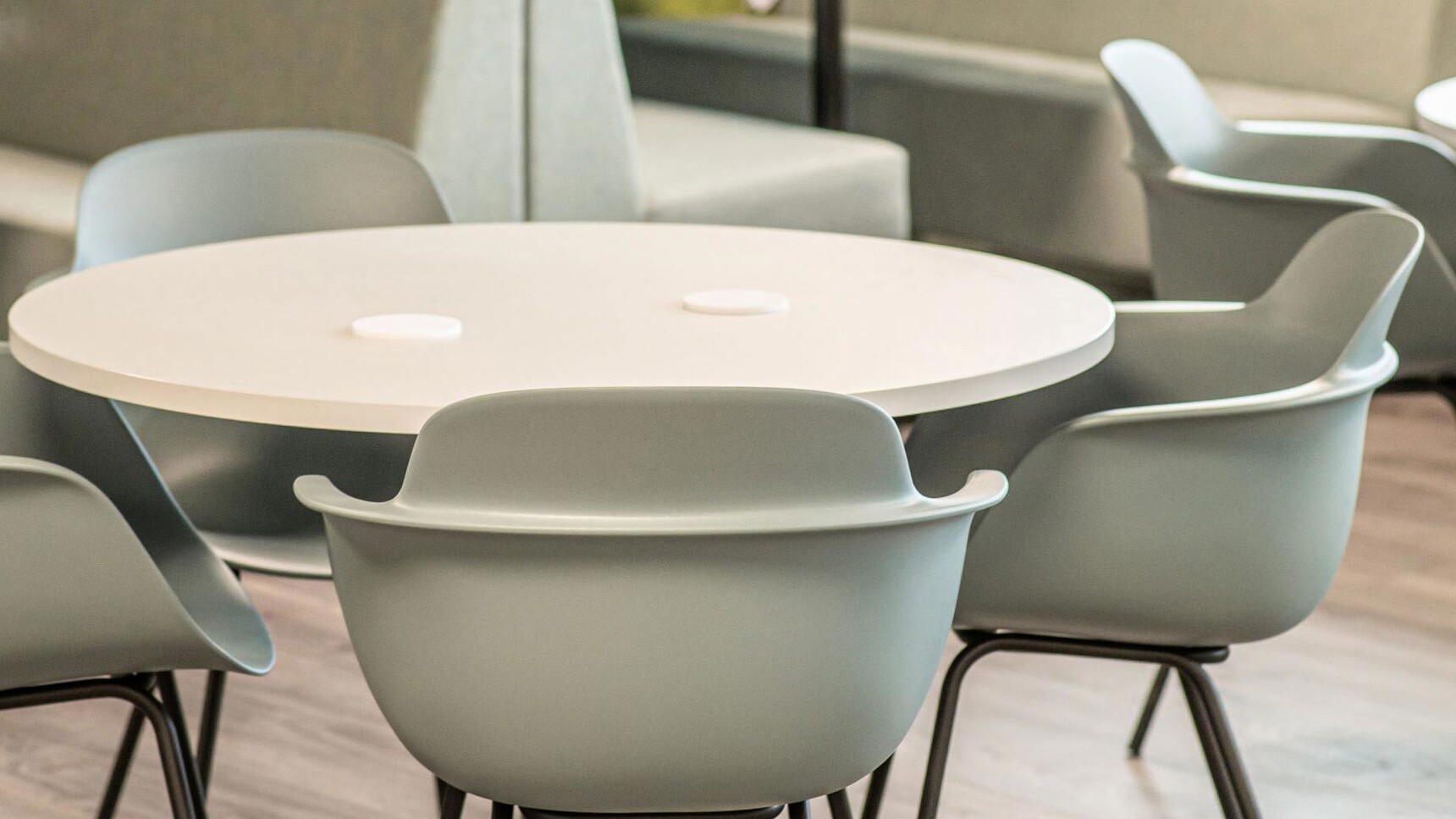 Four Luna Work Cafe Chairs At Table Detail Image