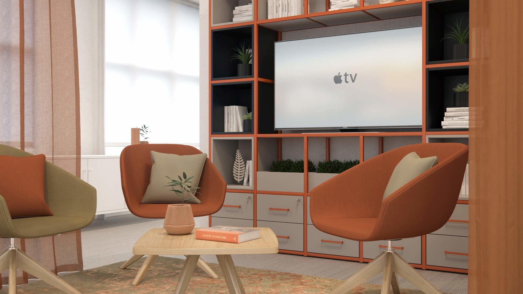 Elite Office Furniture Cubeform Orange Finish In Office Setting