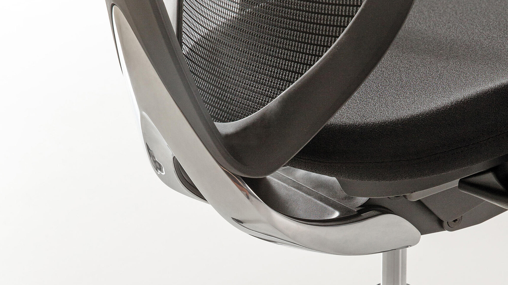 Okamura Sabrina Office Chair With Black Cushion And Backrest With Black Frame With Additional Lumbar Support And Detail Image