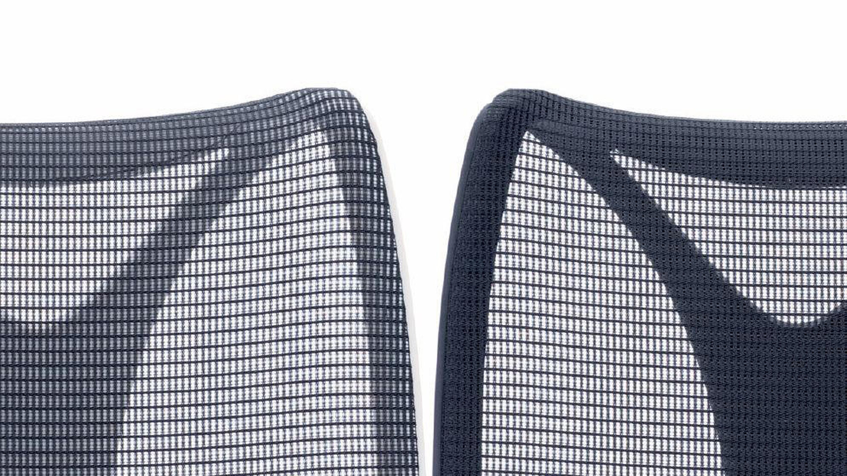 Two Okamura Sabrina Office Chairs Both With Blue Mesh Backrests Detail Image Front Image