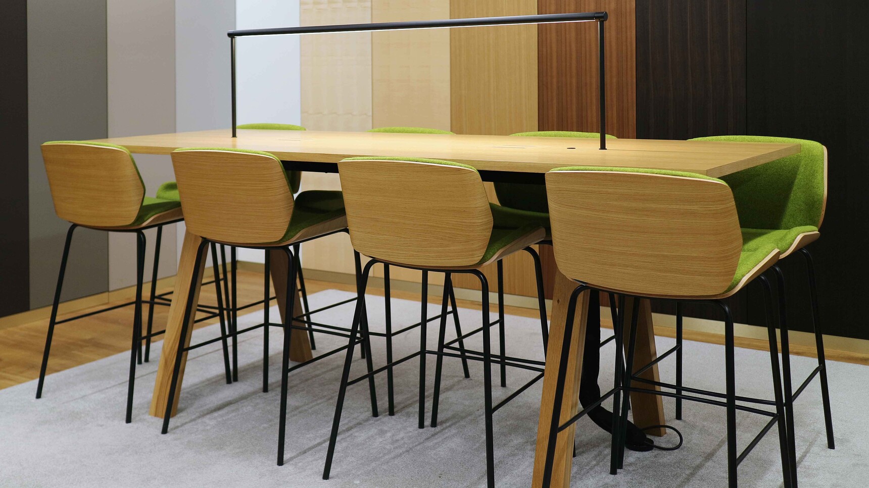Workbench A Star High Table Oak Showroom In Office Setting