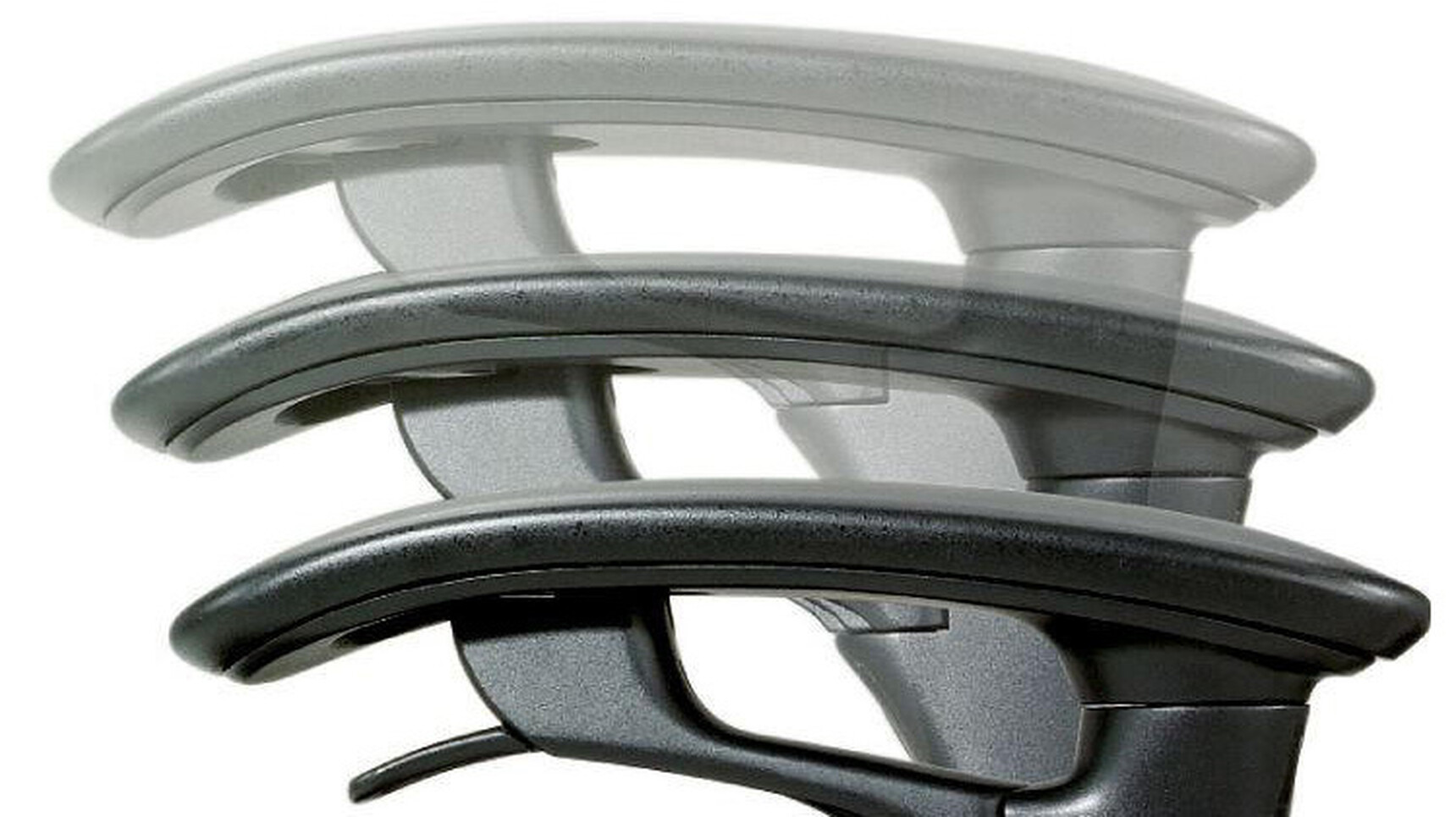 Okamura Contessa II Mesh Seat & Back Office Chair Showing The 4-D Adjustable Arms In Black Finish Detail Image