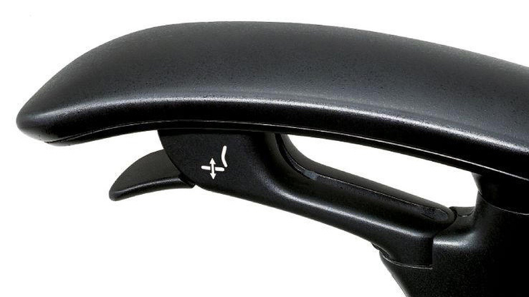 Okamura Contessa II Mesh Seat & Back Office Chair Showing 4-D Adjustable Arms In Black Finish Detail Image