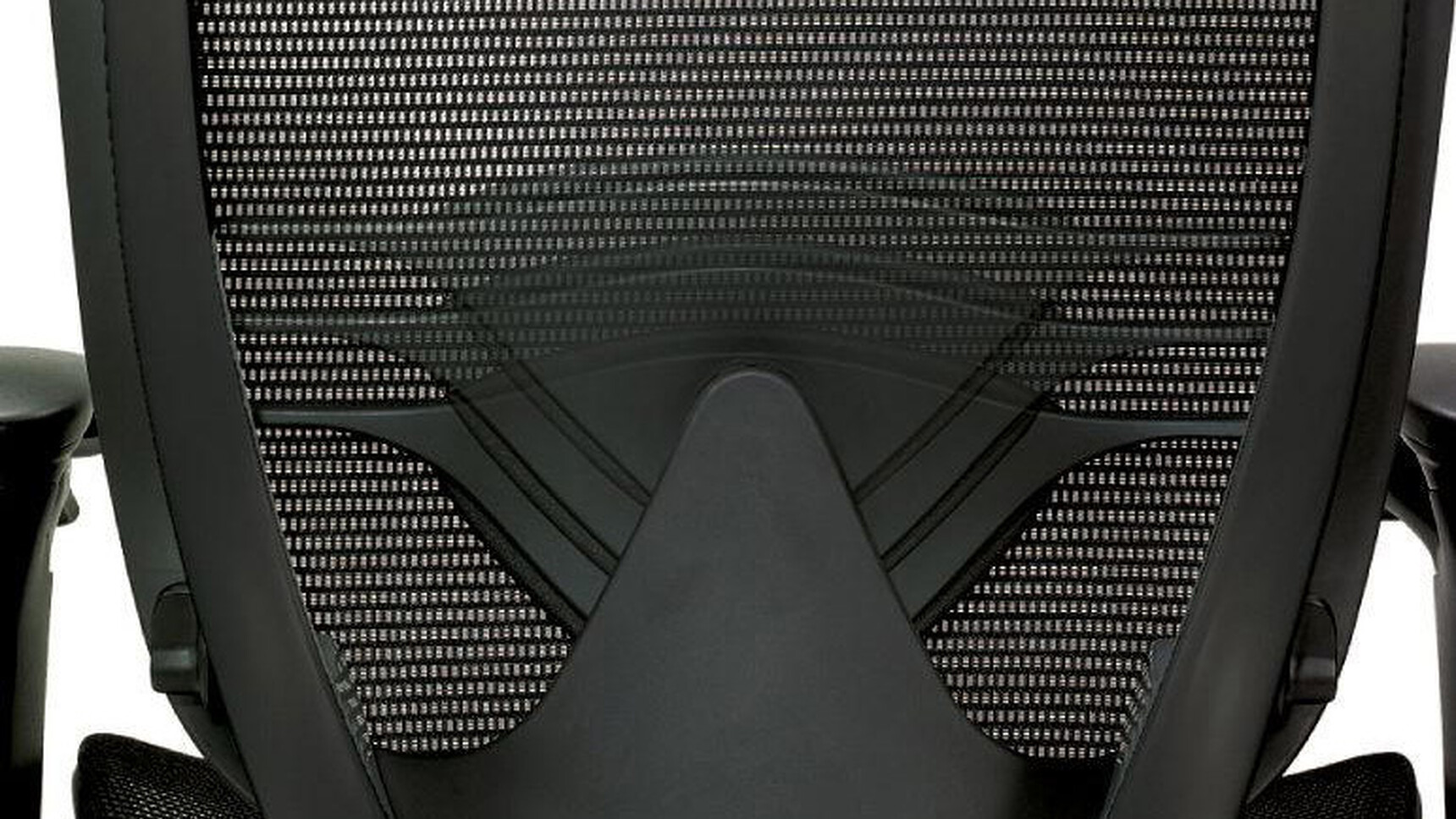 Okamura Contessa II Mesh Seat & Back Office Chair With Black Backrest With Additional Lumbar Support And 4-D Adjustable Arms Showing Backrest Detail Image