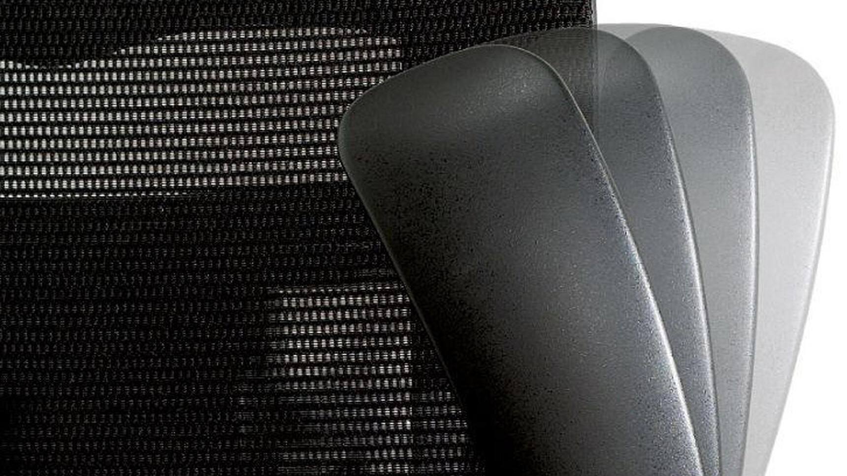 Okamura Contessa II Mesh Seat & Back Office Chair Showing Pivoting Arm In Black Finish Detail Image
