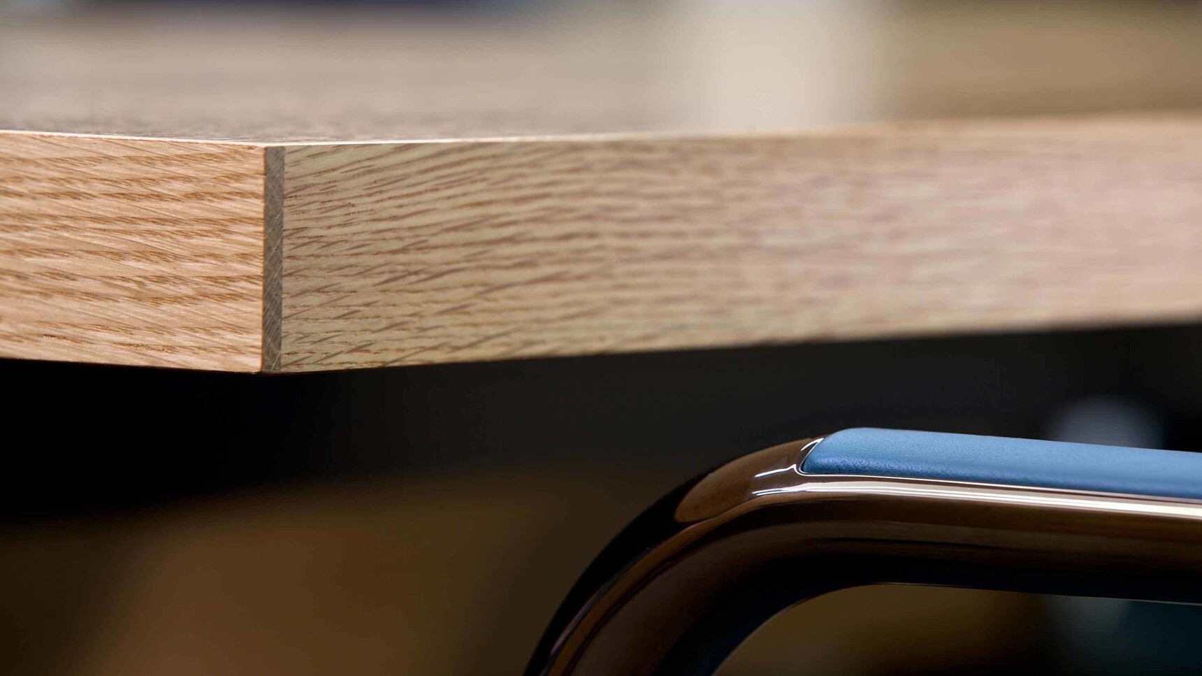 Workbench Loop Rectangular Conference Table Oak Detail Image