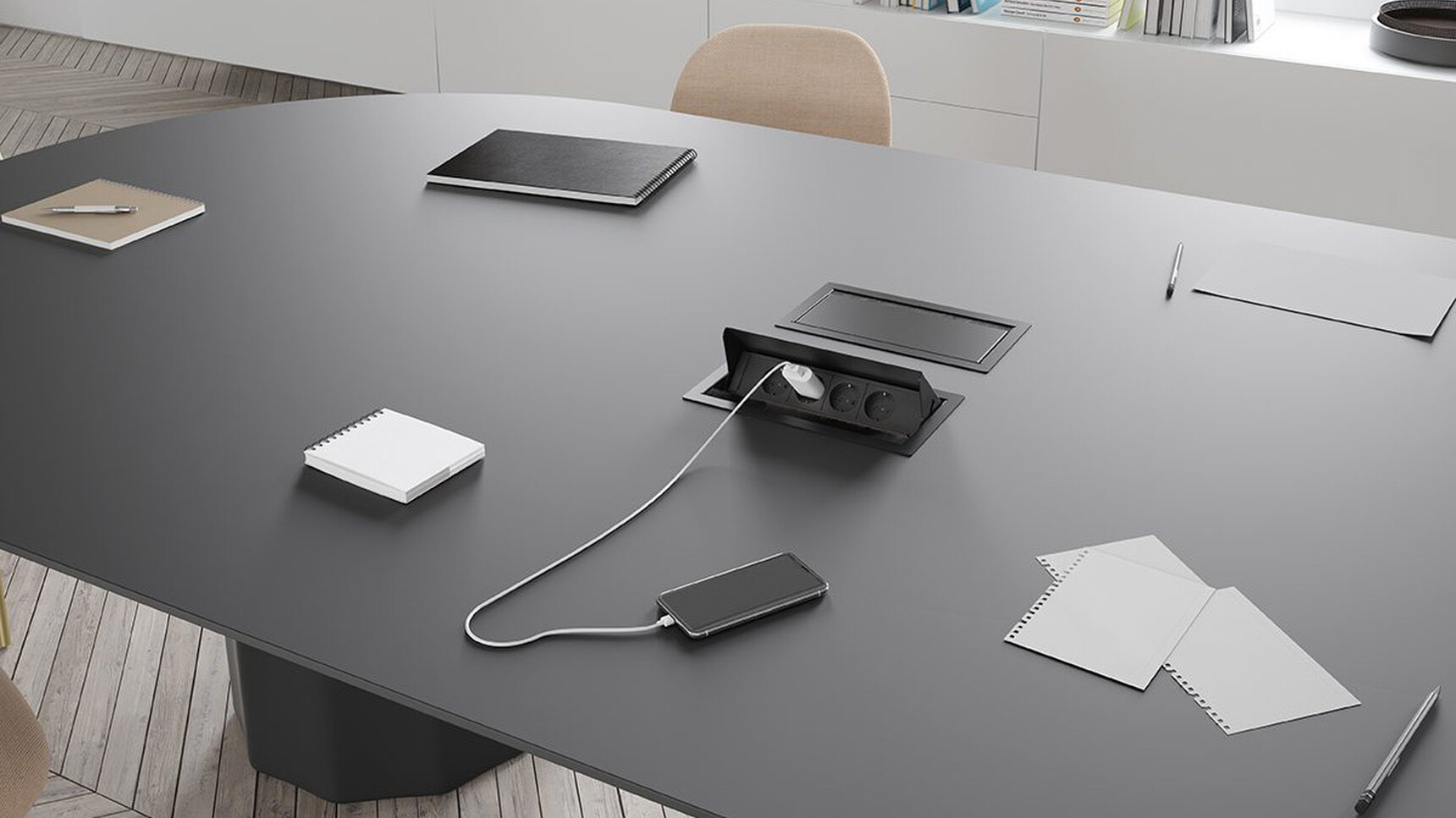 Viccarbe Burin Conference Table Black Finish Detail Image