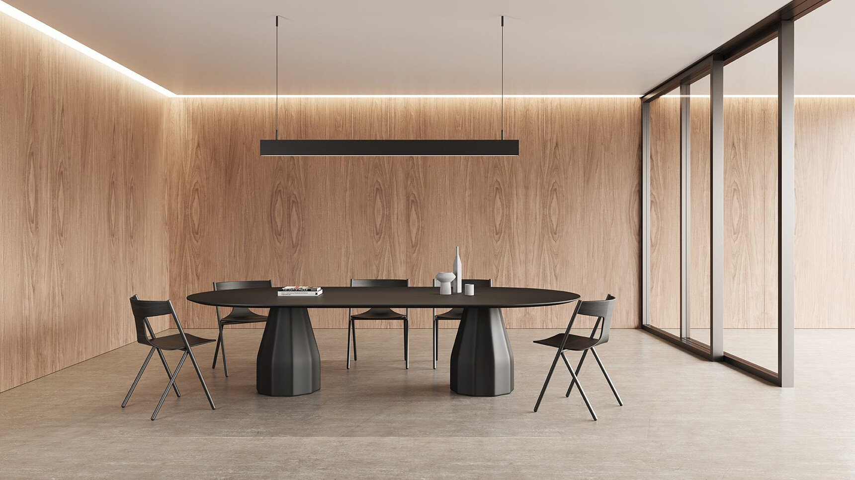 Viccarbe Burin Meeting Table Black Base Family Image