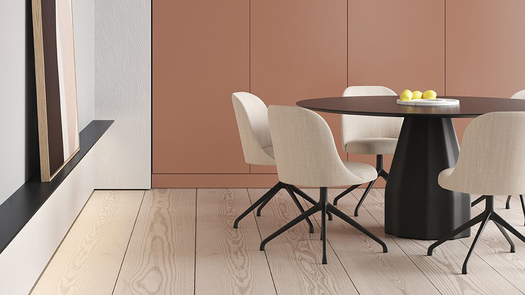 Viccarbe Burin Circular Meeting Table Black Finish In Office Setting