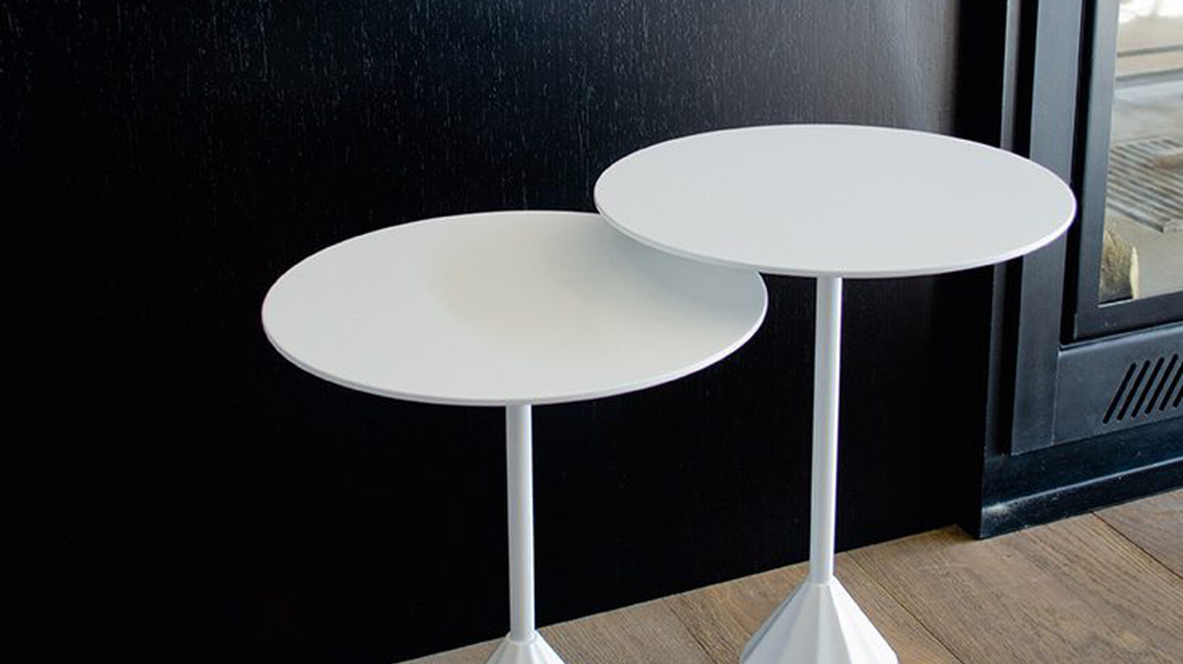 Viccarbe Burin Circular Mini Side Tables White Finish Detail Image
