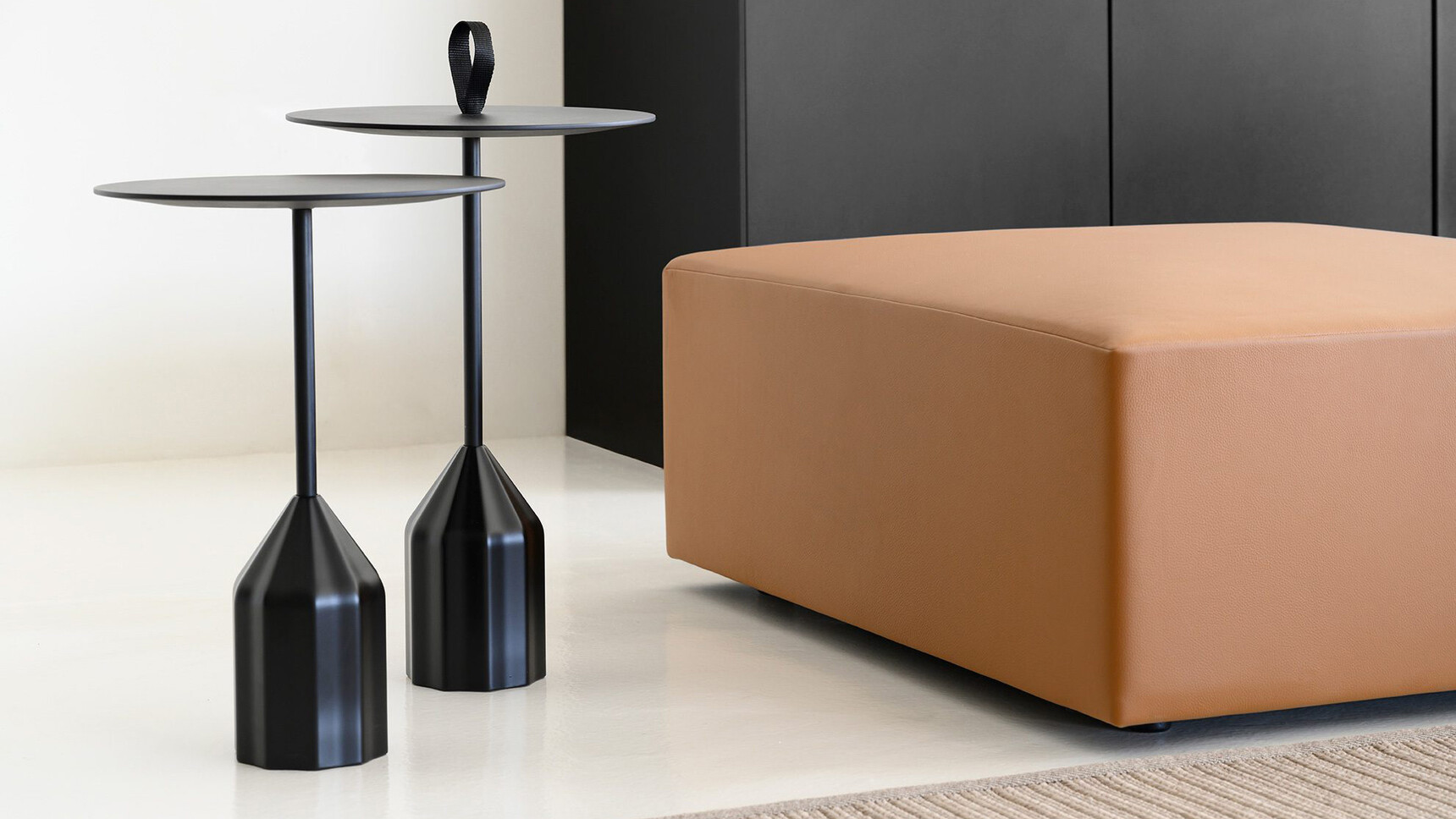 Viccarbe Burin Circular Mini Side Tables Black Finish Family Image