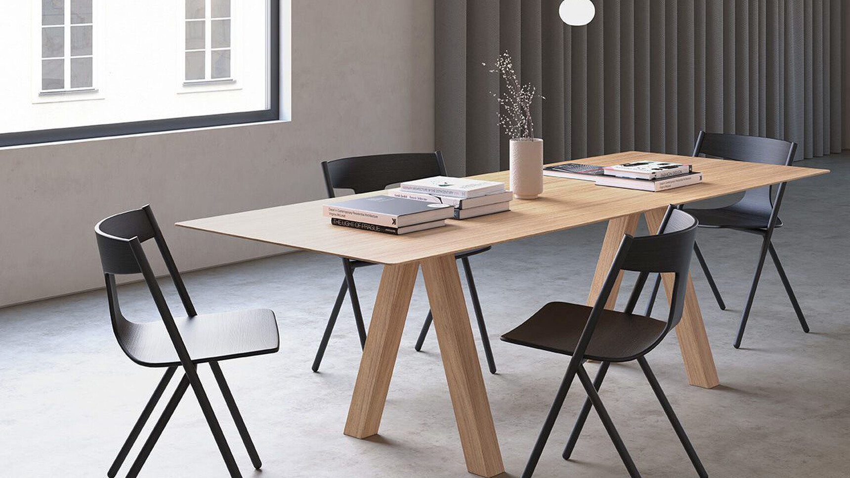 Viccarbe Quadra Meeting Chairs Black Finish At Table Office Setting