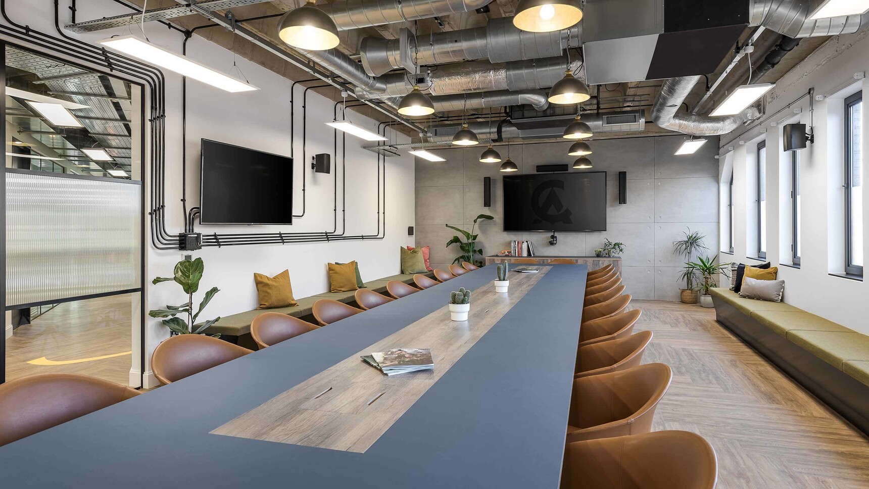 Workbench A-Star Rectangular Boardroom Table Forbo Laminate Aluminium Powdercoat In Office Setting