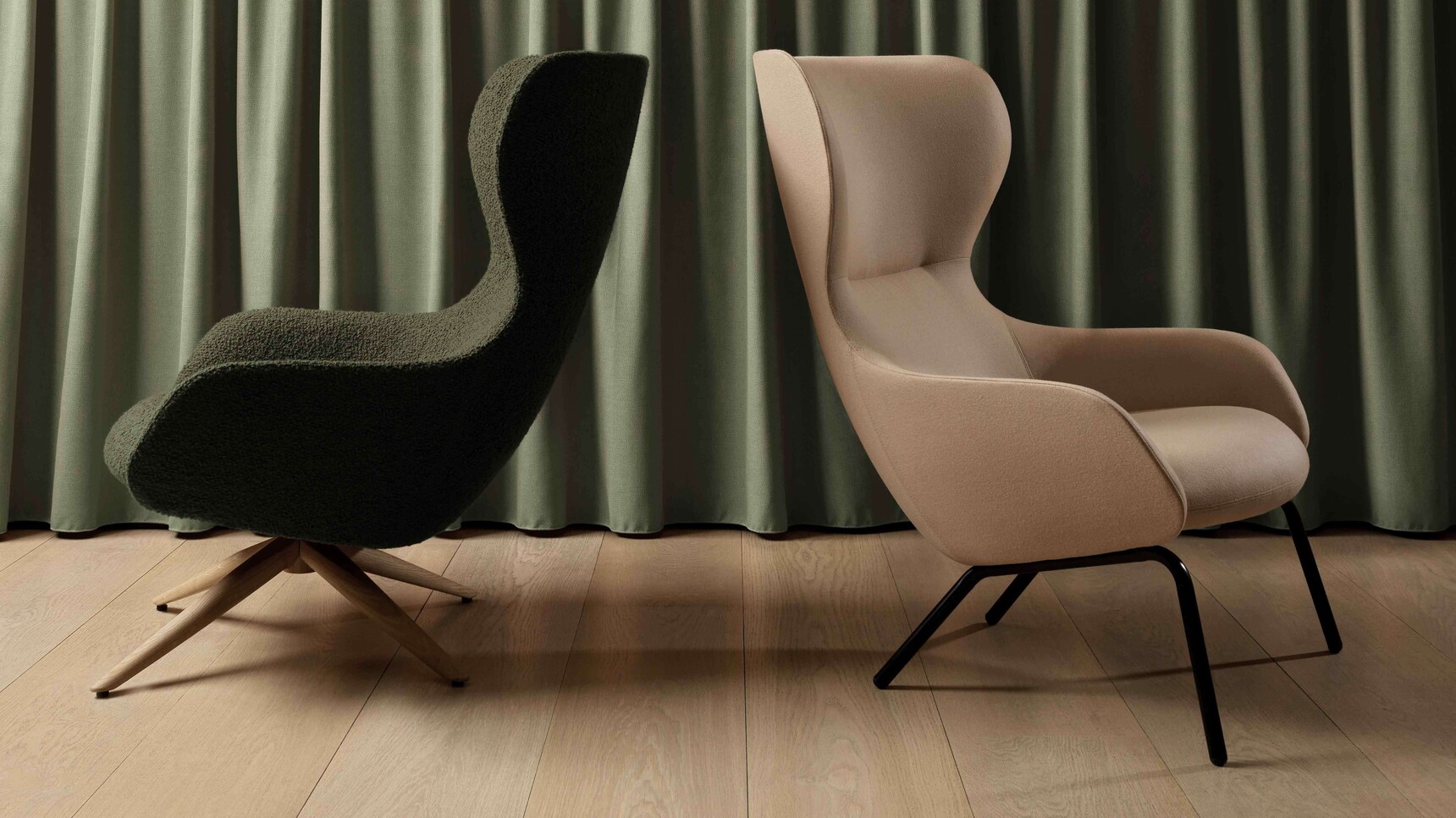 Boss Amelia Lounge Chairs Back To Back Green Curtain Family Image