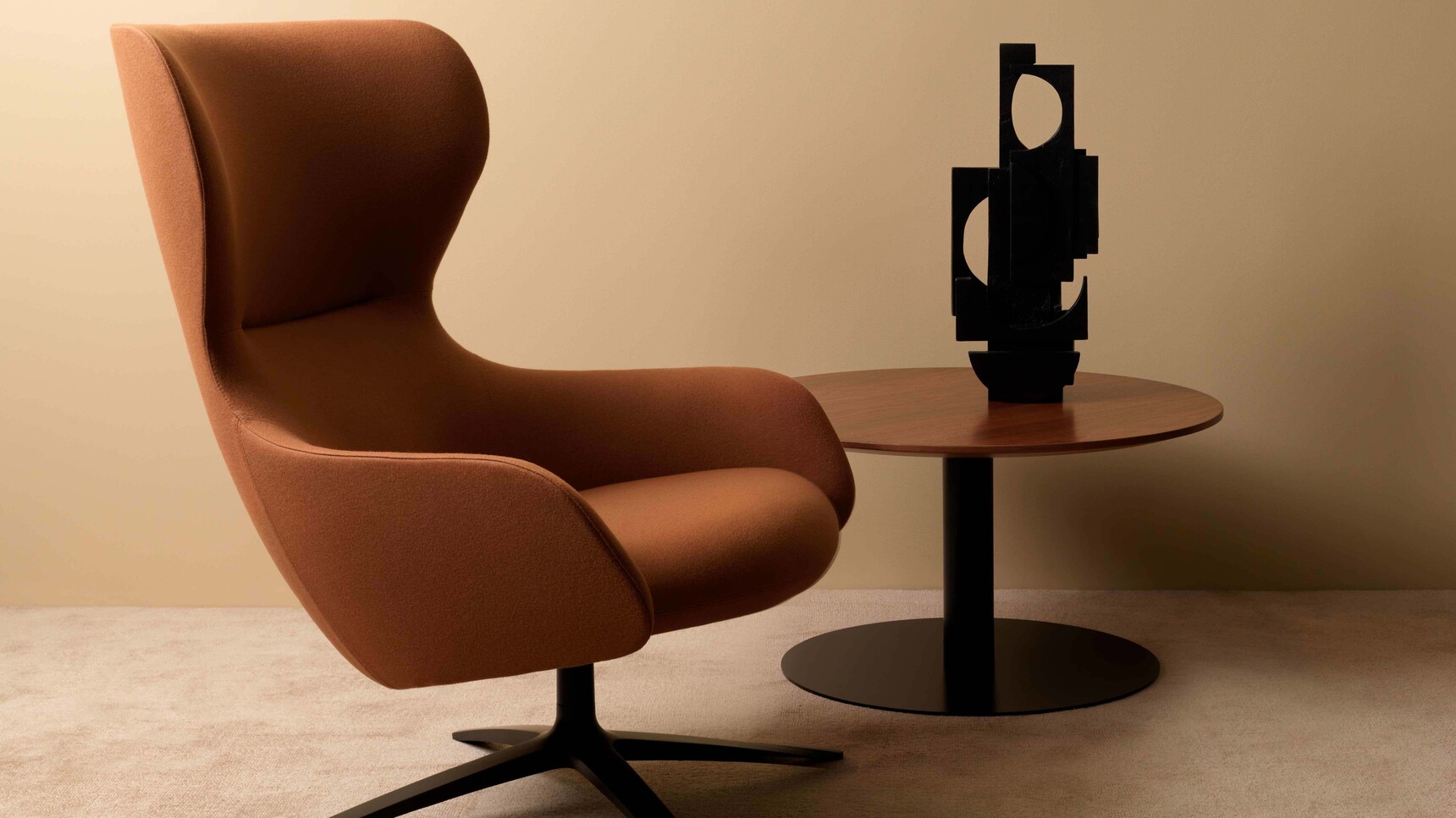 Boss Design Amelia Wingback Lounge Chair With Aluminium Four Star Base Black Finish Family Image