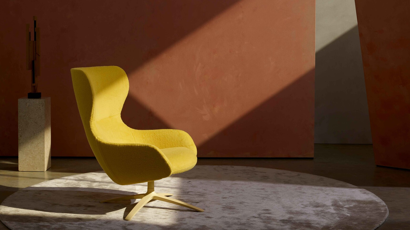 Boss Design Amelia Wingback Lounge Chair With Oak Four Star Base Family Image