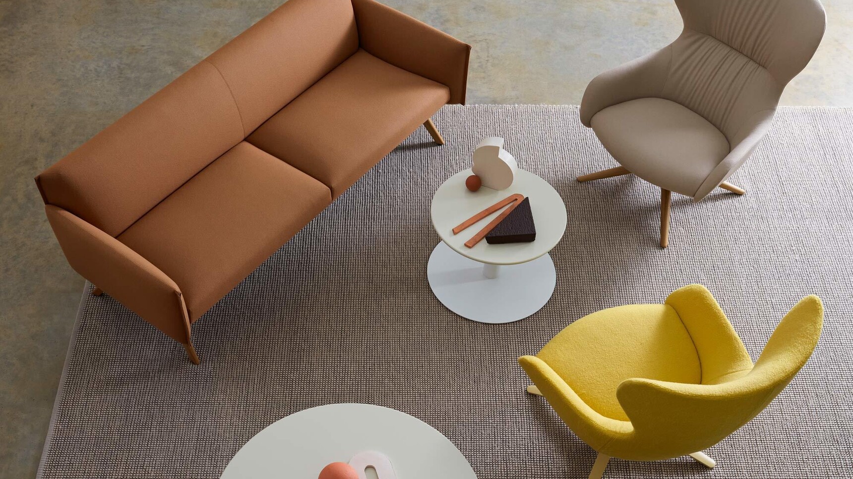 Boss Design Amelia Wingback Lounge Chair With Oak Four Star Base With Plush In Office Setting