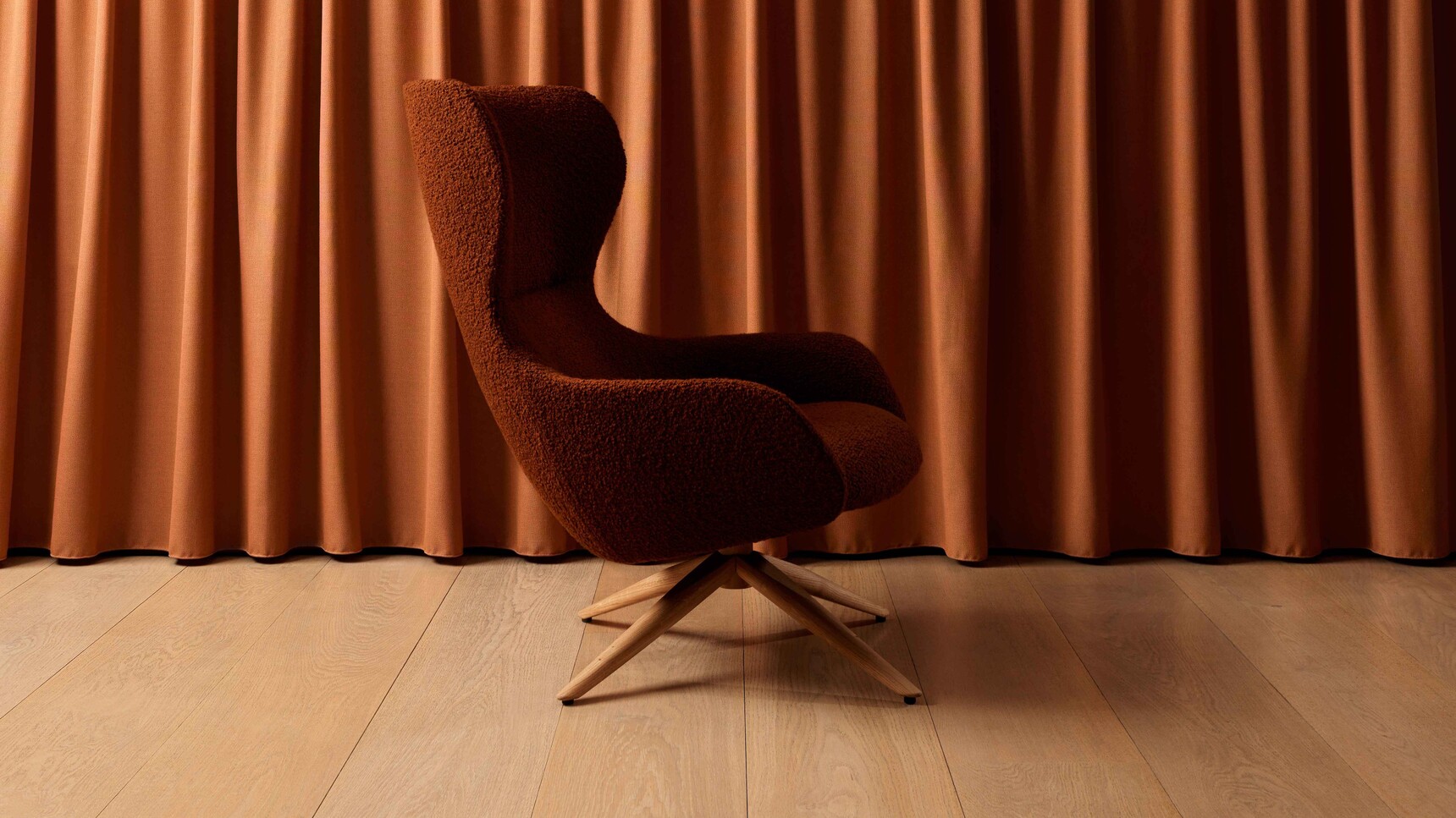 Boss Design Amelia Wingback Lounge Chair With Oak Four Star Base In Situ