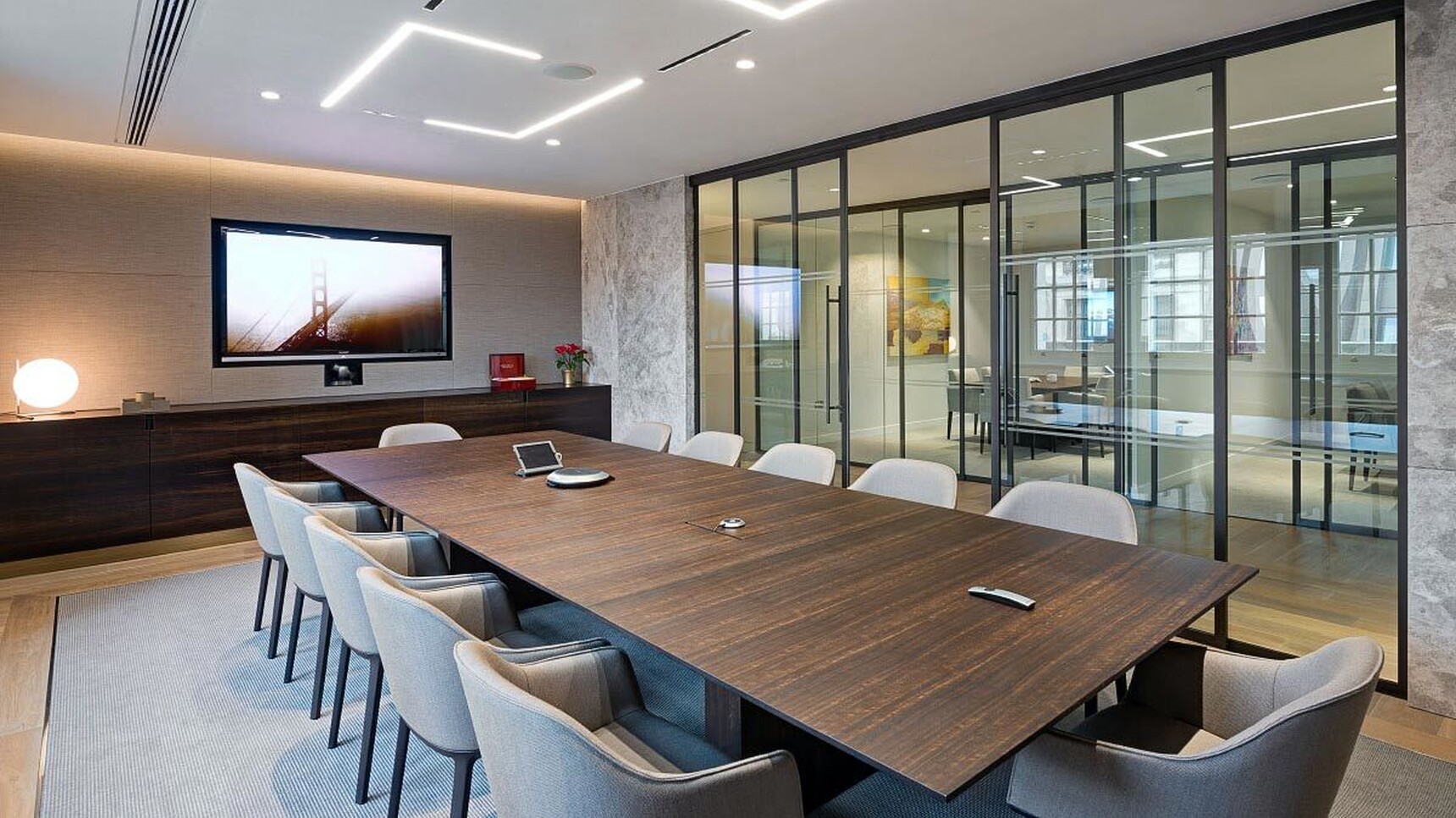 Workbench Slab Rectangular Eucalyptus Finish In Office Setting