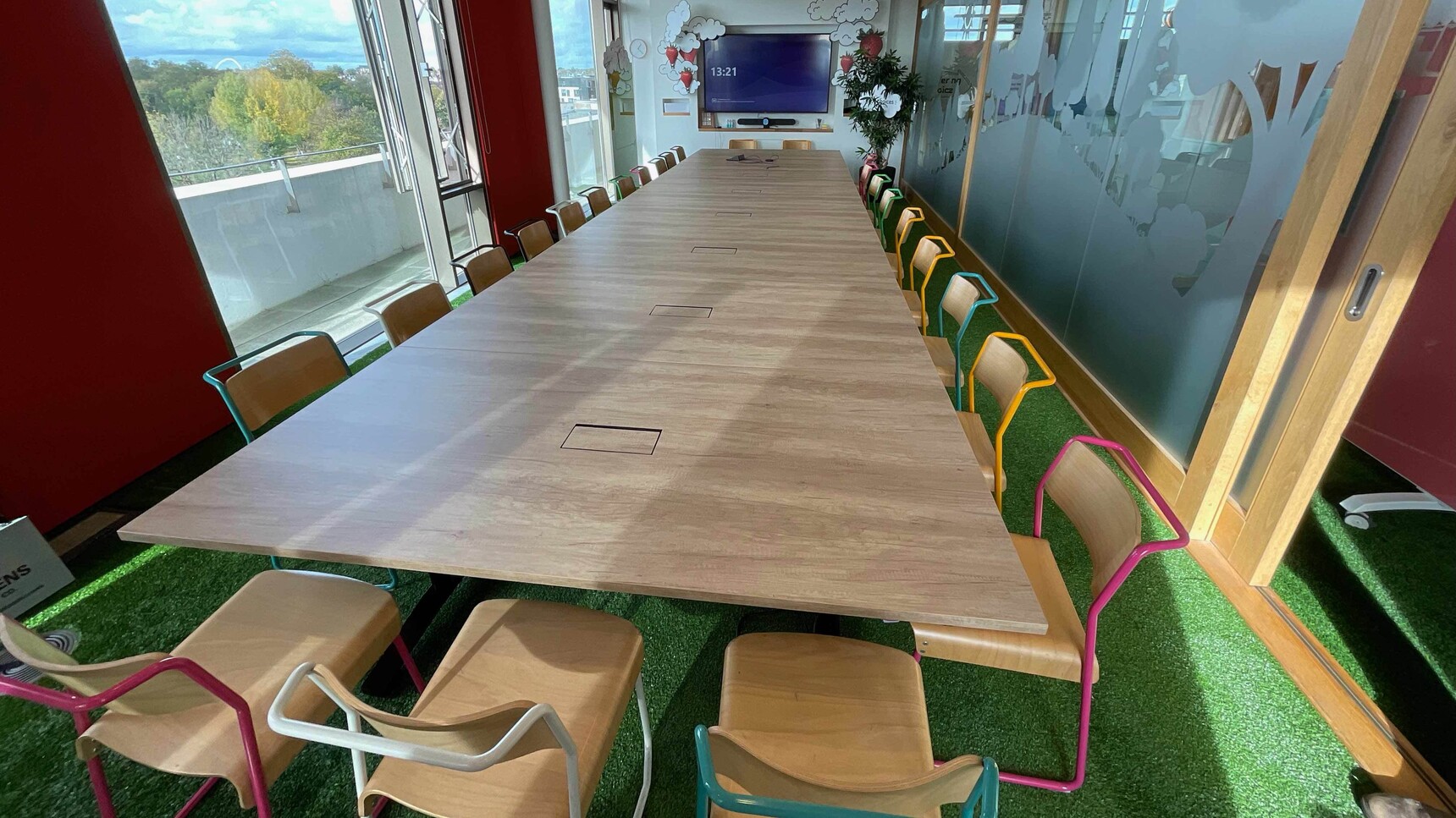 Workbench Air Rectangular Table Oak Laminate Table In Office Setting