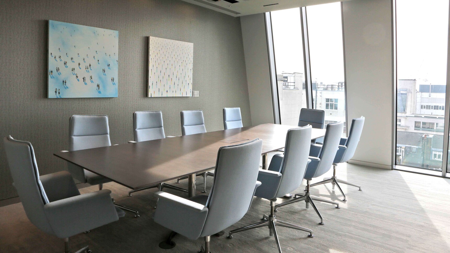 Workbench Air Rectangular Table Oak Stained Table In Office Setting