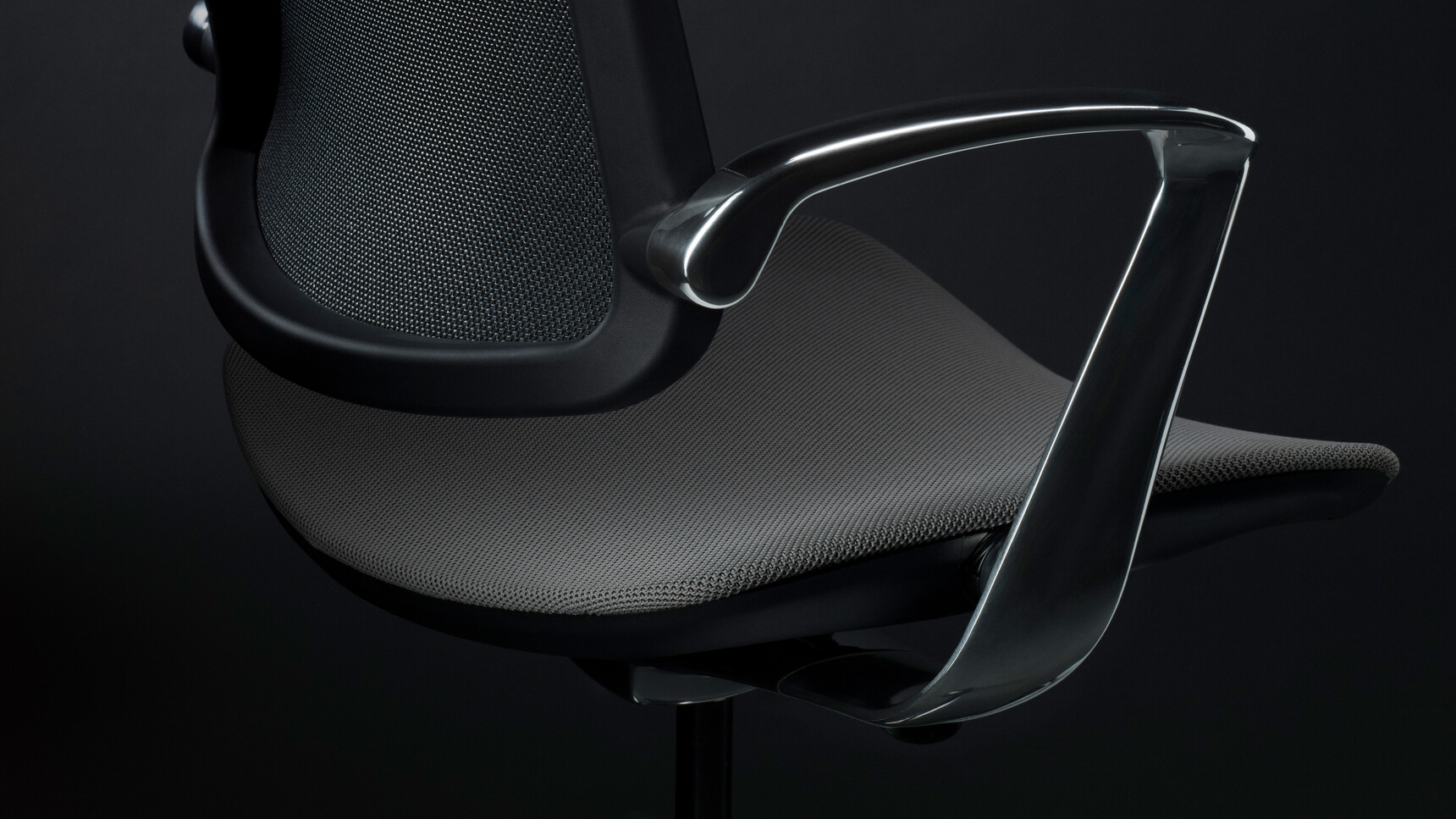Boss Design Trinetic Mesh Seat & Back Office Chair With Back Upholstery With Polished Aluminium Armrests Detail Image Back Angle