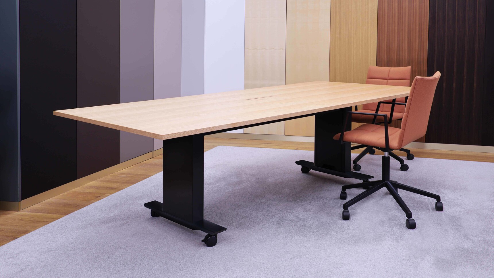 Workbench Sutton Flip Table Oak Black In Office Setting