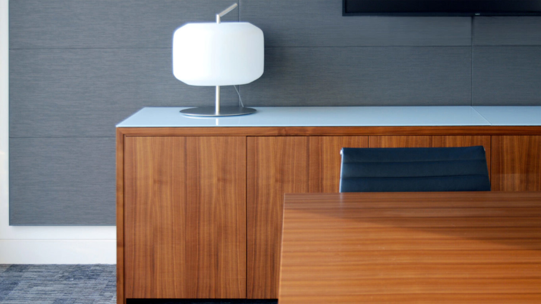 Workbench Loop Credenza Wood Finish Detail Image