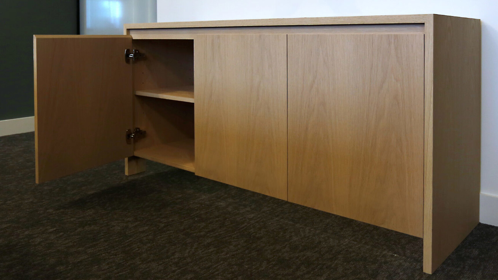 Workbench Loop Credenza Oak In Office Setting