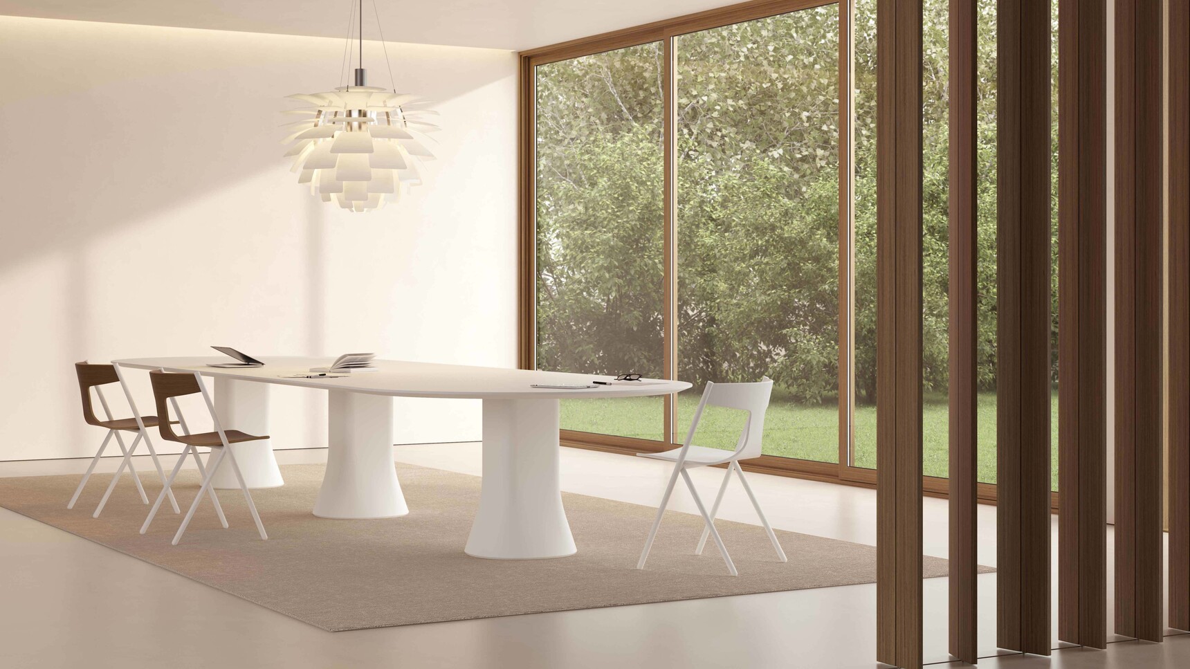 Viccarbe Cambio Conference Table White Finish In Office Setting