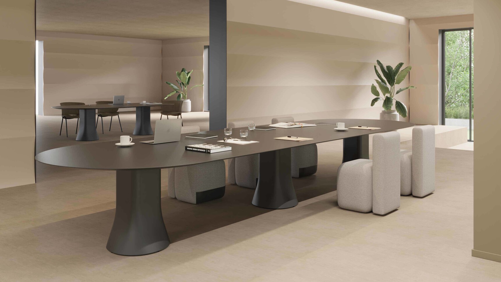 Viccarbe Cambio Conference Table Black Finish In Office Setting