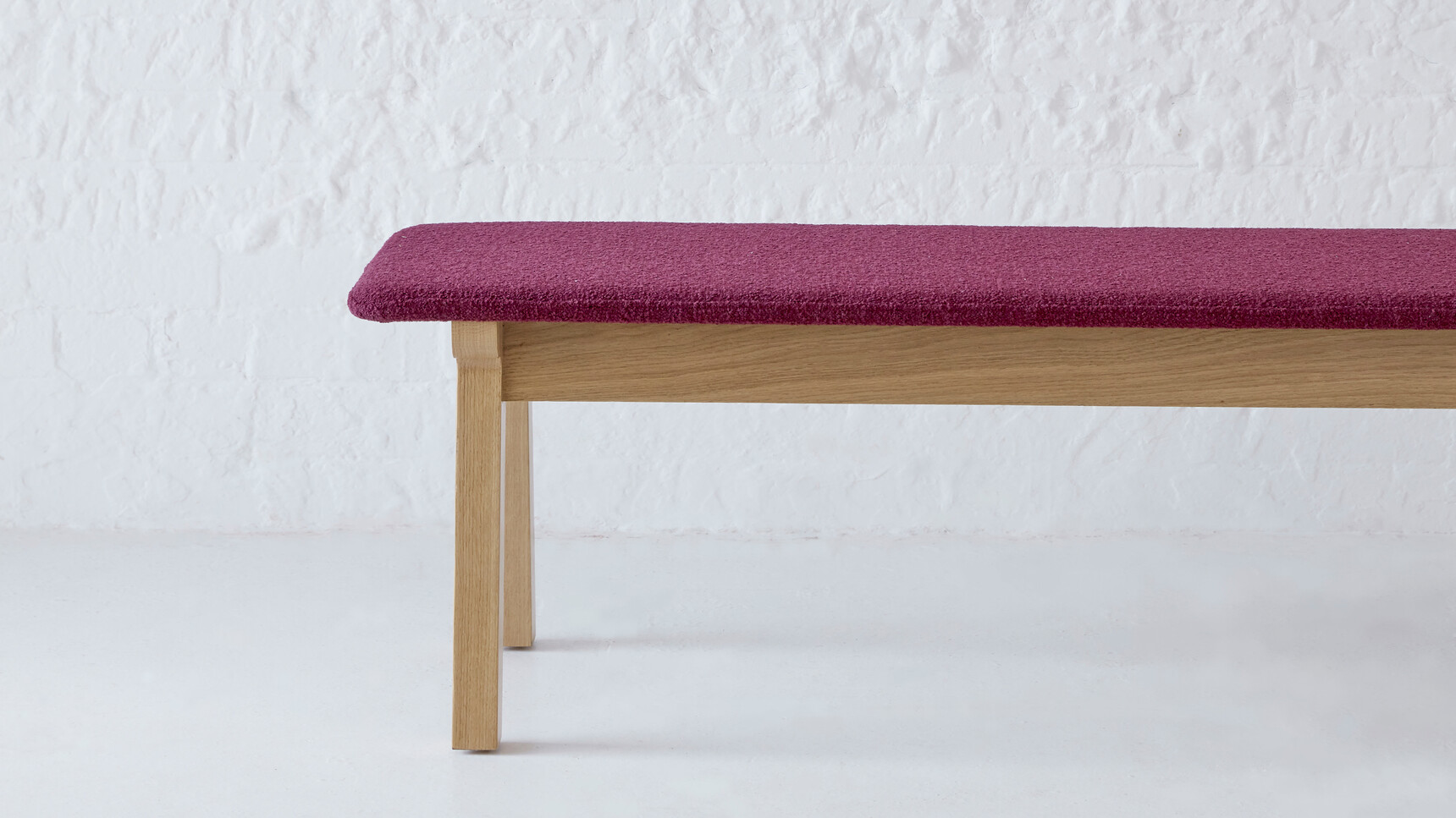 Boss Design Agent Bench With Dark Purple Upholstery With Wood Base Finish Detail Image